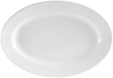 Овална чиния от бял порцелан CAC Китай RCN-61 Clinton с кръгла ръба на 16 10-7/8 инча, Овална чиния от бял порцелан, Опаковка от 12